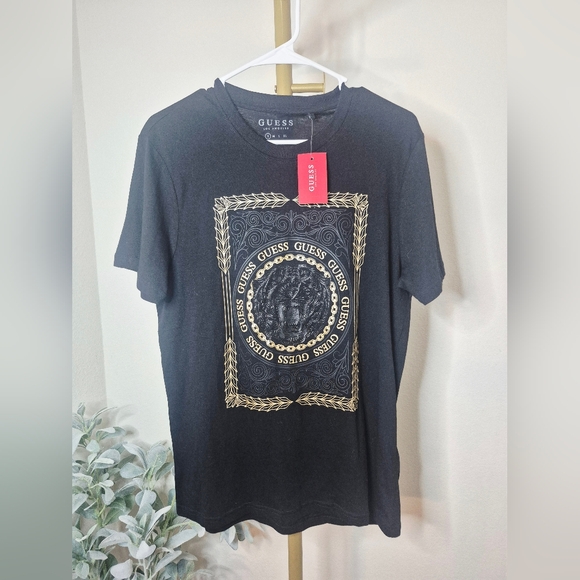 GUESS Black and Gold Graphic Tee - Picture 1 of 2